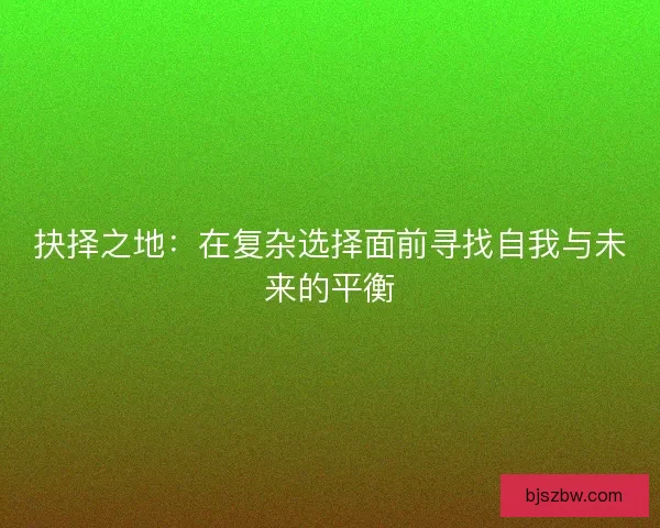 抉择之地：在复杂选择面前寻找自我与未来的平衡